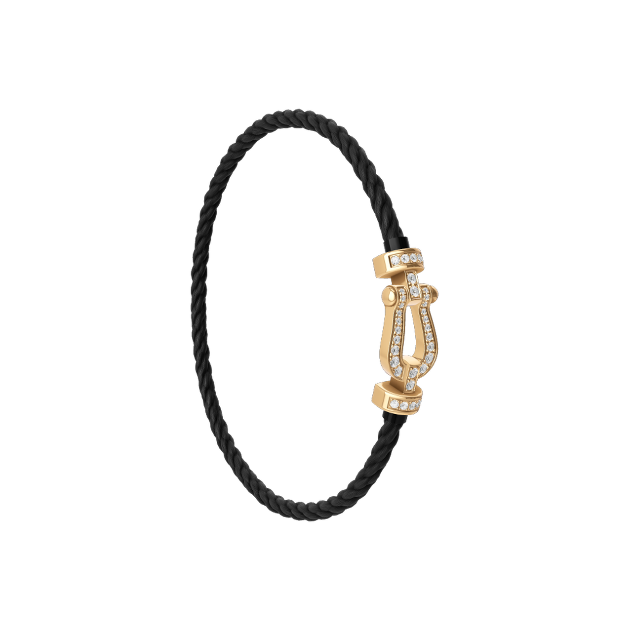 Fred Force 10 Medium Yellow Gold and Diamond Pavé Cable Bracelet